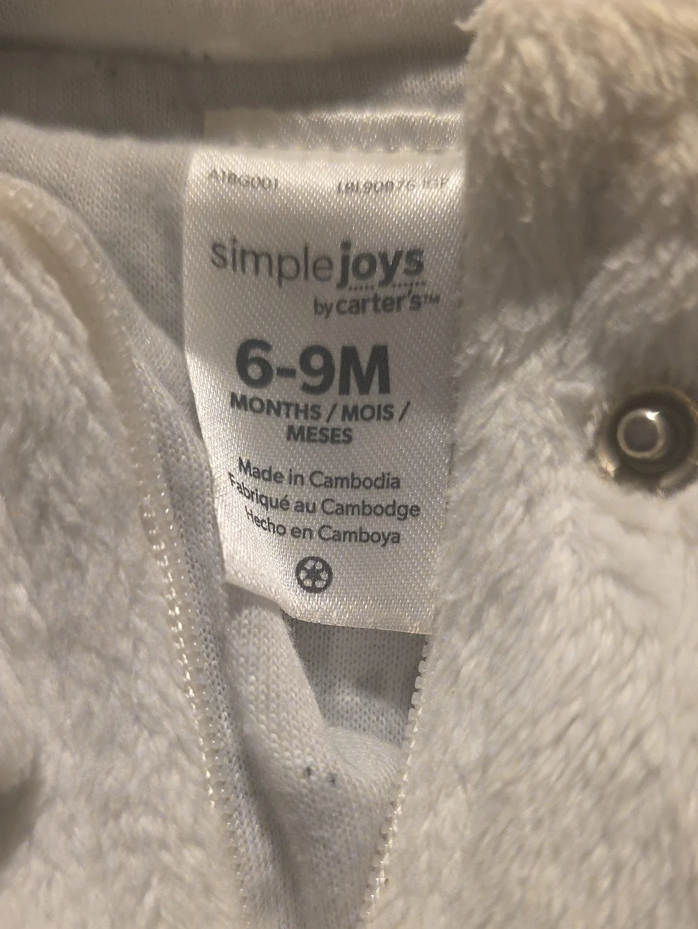 Cozy White Infant Fleece Footed One-Piece